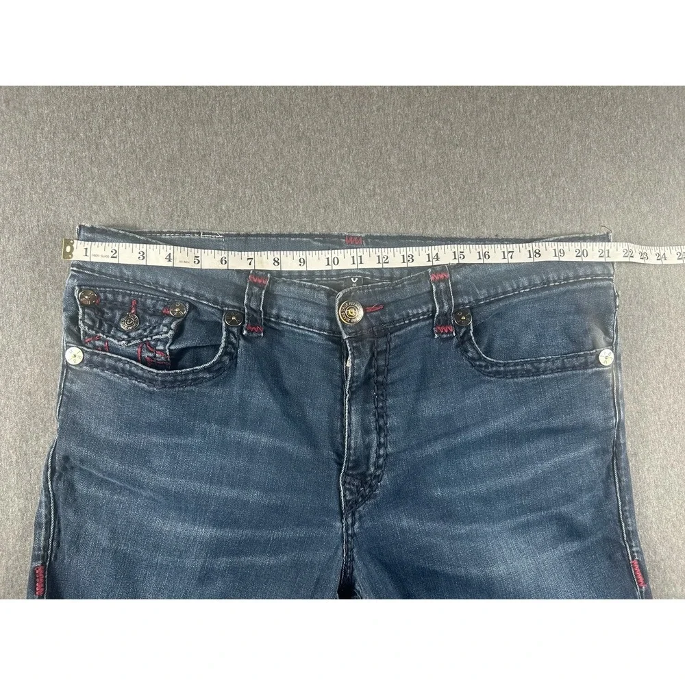 True Religion Ricky Relaxed Straight Jeans with Red‎ Contrast Stitching Size 40